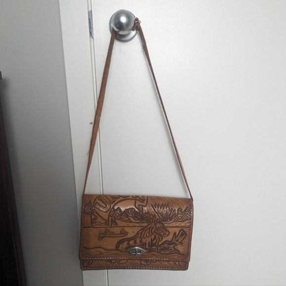 Tooled Leather Purse Yukon Moose Design - Picture 5 of 5